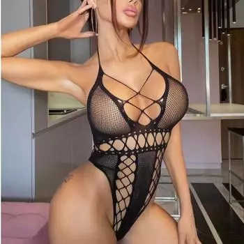 In-Stock Ultra-Thin High-Elastic Open Crotch Bodysuit Lingerie - Easily Removable, Temptation Girl 9205 One Size (White Card + OPP)