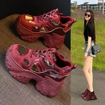 Осенью 2024 года самые продаваемые кроссовки Ancola Red Thick Soles Inside Elevating Women Daddy Shoes Platform Casual Shoes Sneakers 35 белый