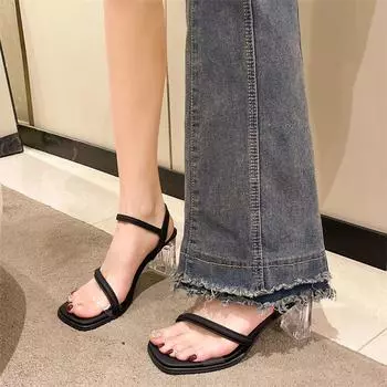 In the summer of 2025, the new Korean thick-heeled medium-heeled fashion fairy style high-heeled sandals women s skirt 35