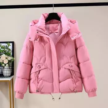 Зимой, новая европейская одежда с пуховой подкладкой из хлопка для женской моды с капюшоном, дизайн одежды с подкладкой из хлопка, куртки с подкладкой из хлопка M белый