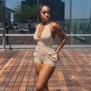 In Woman 2024 Летний женский комбинезон без рукавов с открытой спиной и карманами M чёрный