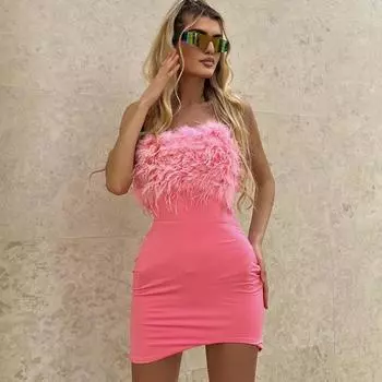 In Woman Летнее сексуальное платье с открытой спиной и бедрами для женщин L розовый