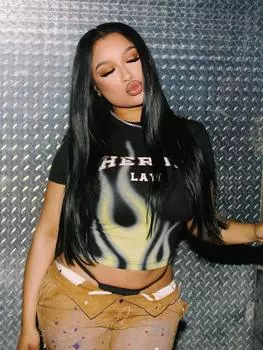 In Woman Женская повседневная летняя короткая футболка с пупком S чёрный