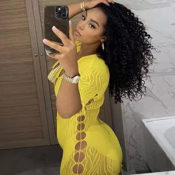 In Woman Женское модное платье с полой строчкой L жёлтый