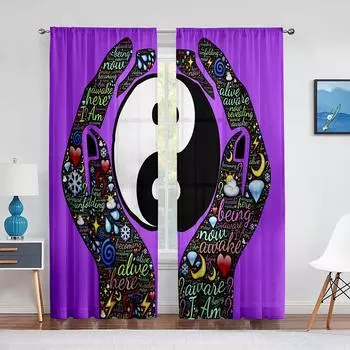 Инь Ян Восемь Диаграмм Триповый Психоделический Арт Шторы для Спальни Декор Окна Гостиной Шторы Жалюзи Портьеры 2 Панели Milled cotton fabric&Grommet Top