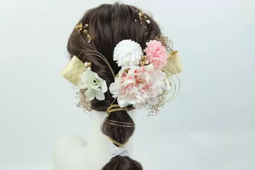 Инари Сёдзи Украшение для волос Мидзухики Хвост из листового золота Церемония совершеннолетия Выпускной Свадебный фестиваль Украшение для волос Японская одежда розовый