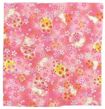 INAZUMA Kyoto Chirimen Patterned Gold 23cm x 33cm Sakura Rabbit 1 Piece Supplies Approx. C142-FG Crafts/Handmade