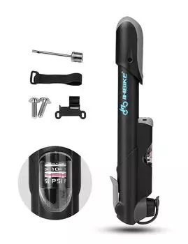 INBIKE Велосипедный насос Мини-насос для велосипеда Манометр и 120 PSI Портативный Легкий для Горного насоса с Иглой Комплект заплаток Клапан Presta и Клапан Schrader чёрный