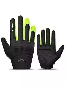 INBIKE Велосипедные перчатки MTB для мужчин с защитой костяшек пальцев, амортизацией, дышащие, для MTB, мотокросса, гонок на мотоциклах по бездорожью S чёрный