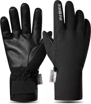 INBIKE Зимние перчатки для мужчин и женщин, сенсорные перчатки для холодной погоды, теплые, противоскользящие, черные S чёрный