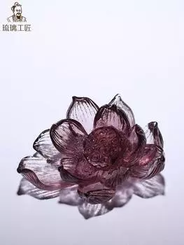 Incense burner glazed lotus shape incense insert desktop ornament household tea table decoration pure handicraft Chinese retro