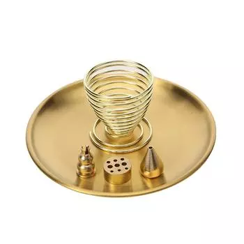 Incense Sticks/Coil Incense/Incense Cones Brass Ash Catcher Meditation Yoga Room Brass Gold 5 in 1 Metal Incense Burner