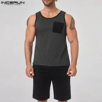 INCERUN 2 шт., мужские жилеты без рукавов, топы и шорты, летние комплекты