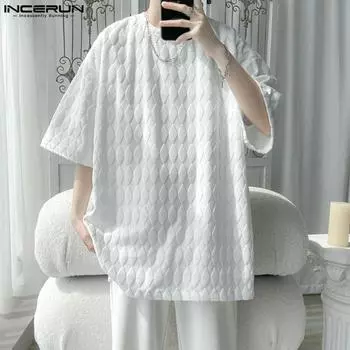 INCERUN Большие мужские летние мешковатые футболки с короткими рукавами
