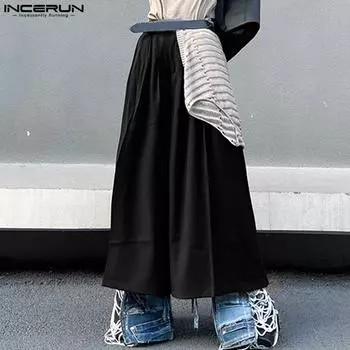 INCERUN Черные мужские повседневные широкие повседневные длинные брюки