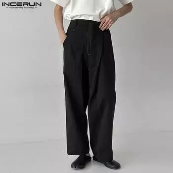 INCERUN Черные мужские широкие свободные повседневные брюки макси