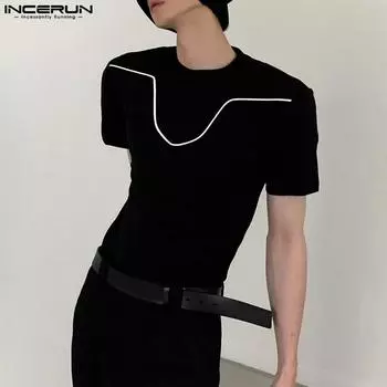 INCERUN Design Sense Slim Fit Мужской топ с короткими рукавами