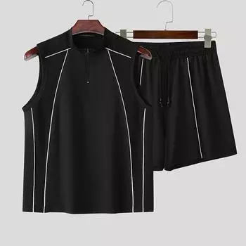 INCERUN Костюмы из двух частей для мужчин, топы без рукавов, шорты, повседневные спортивные комплекты XL