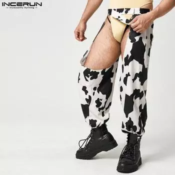 INCERUN Летние мужские брюки макси с принтом и клубной одеждой S