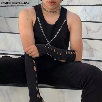 INCERUN Летние мужские черные майки без рукавов