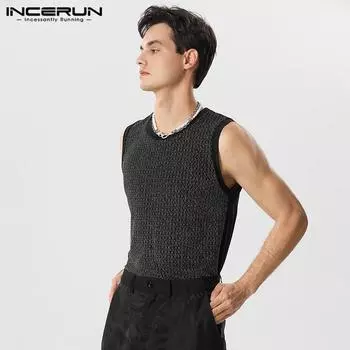 INCERUN Летние мужские черные майки без рукавов