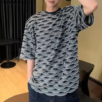 INCERUN Летние мужские цветные футболки с короткими рукавами