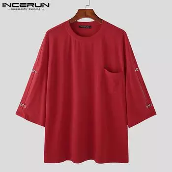 INCERUN Летние мужские цветные футболки Топы
