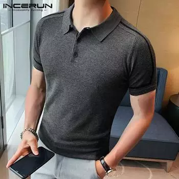 INCERUN Летние мужские цветные поло с короткими рукавами