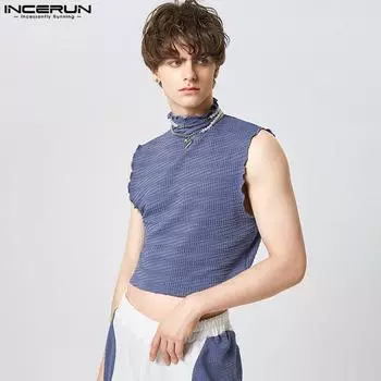 INCERUN Летние мужские короткие топы без рукавов