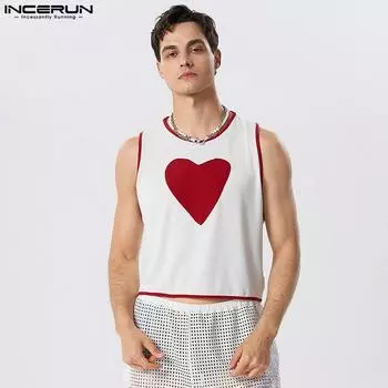 INCERUN Летние мужские майки без рукавов для спортзала с принтом 3XL белый