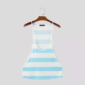 INCERUN Летние мужские майки с U-образным вырезом, на бретелях, без рукавов, в полоску, свободные XL