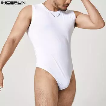 INCERUN Летние мужские однотонные комбинезоны без рукавов