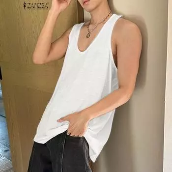 INCERUN Летние мужские однотонные майки без рукавов