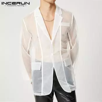 INCERUN Летние мужские пальто с V-образным вырезом и длинными рукавами, топы