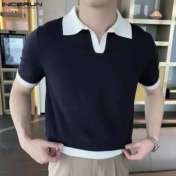 INCERUN Летние мужские поло с короткими рукавами