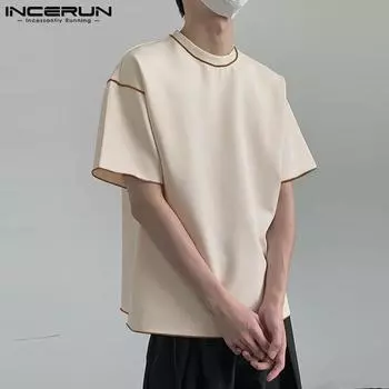 INCERUN Летние мужские повседневные футболки ярких цветов