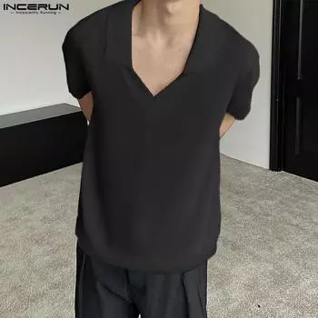 INCERUN Летние мужские повседневные футболки с короткими рукавами