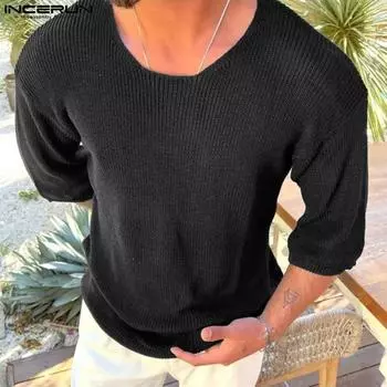INCERUN Летние мужские повседневные свободные топы с короткими рукавами