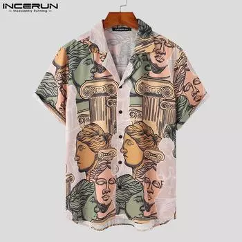 INCERUN Летние мужские праздничные пляжные футболки с короткими рукавами и принтом
