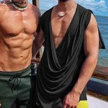 INCERUN Летние мужские праздничные свободные пляжные майки без рукавов