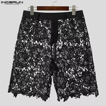INCERUN Летние мужские прозрачные кружевные шорты Домашняя одежда Брюки 2XL