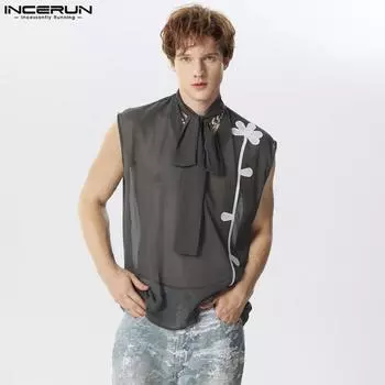 INCERUN Летние мужские прозрачные сетчатые топы без рукавов без рукавов