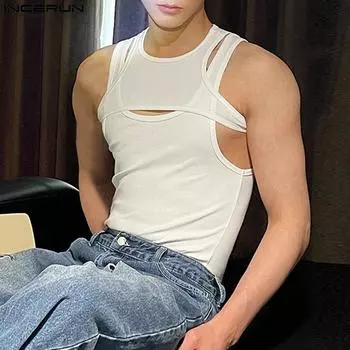 INCERUN Летний мужской жилет без рукавов, тонкие майки для спортзала