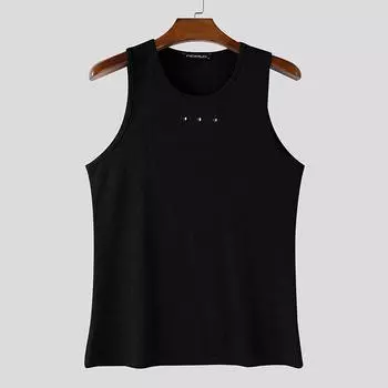 INCERUN Men O Neck Sleeveless Casual Sport Rib Tank Tops Undershirts S