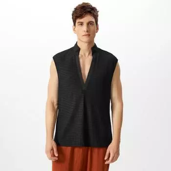 INCERUN Men Summer Sleeveless Mesh Sheer Tanks Transparent T-shirts 3XL чёрный