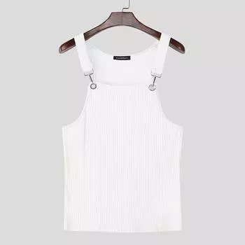 INCERUN Men Summer Strap Sleeveless Rib Casual Fitted Tank Tops L