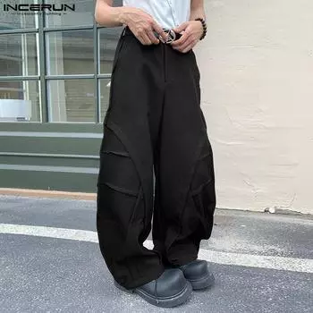 INCERUN Men Zipper Up Pockets Casual Long Harem Pants Trousers L фиолетовый