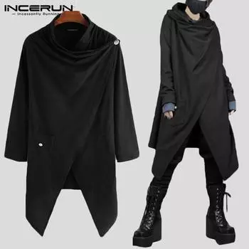INCERUN модные мужские и женские куртки в стиле панк, готические нерегулярные накидки, пальто