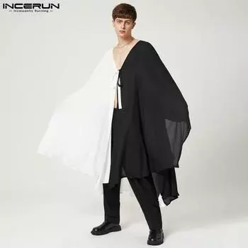 INCERUN Мужская летняя накидка с цветным свободным длинным кардиганом