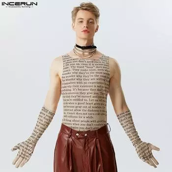 INCERUN Мужская приталенная майка с буквенным принтом, майка